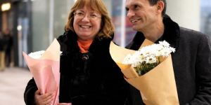 Yelena and Rustam Diarov, Tashkent Airport, 18 February 2026